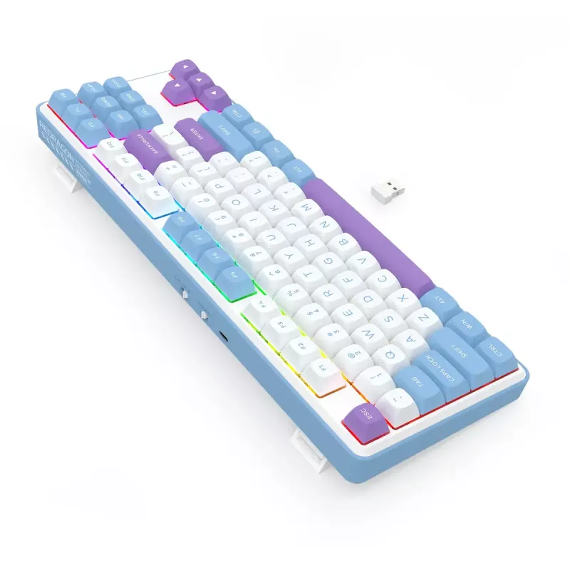Teclado mecânico REDRAGON K707WBP-RGB-PRO com fios USB azul branco