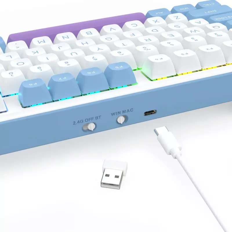 Teclado mecânico REDRAGON K707WBP-RGB-PRO com fios USB azul branco