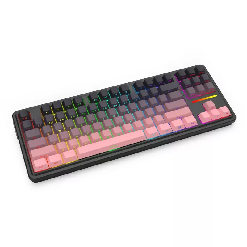 Teclado mecânico REDRAGON Antonium Pro K728SP-RGB-PRO — USB, RF Wireless, Bluetooth, preto/rosa