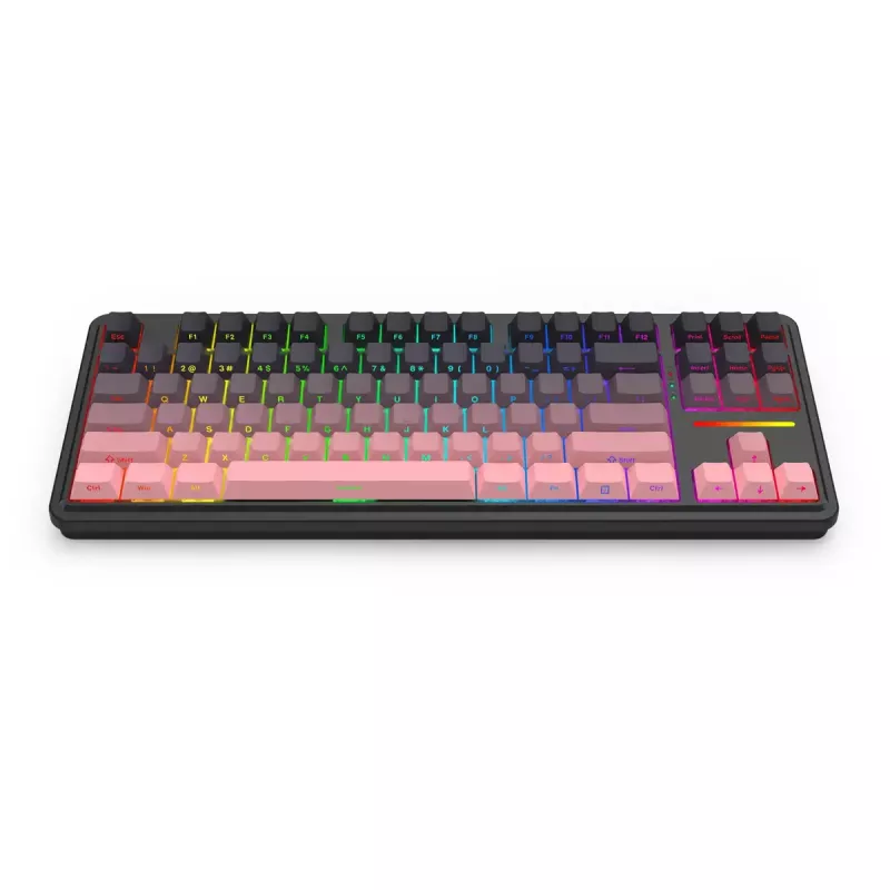 Teclado mecânico REDRAGON Antonium Pro K728SP-RGB-PRO — USB, RF Wireless, Bluetooth, preto/rosa