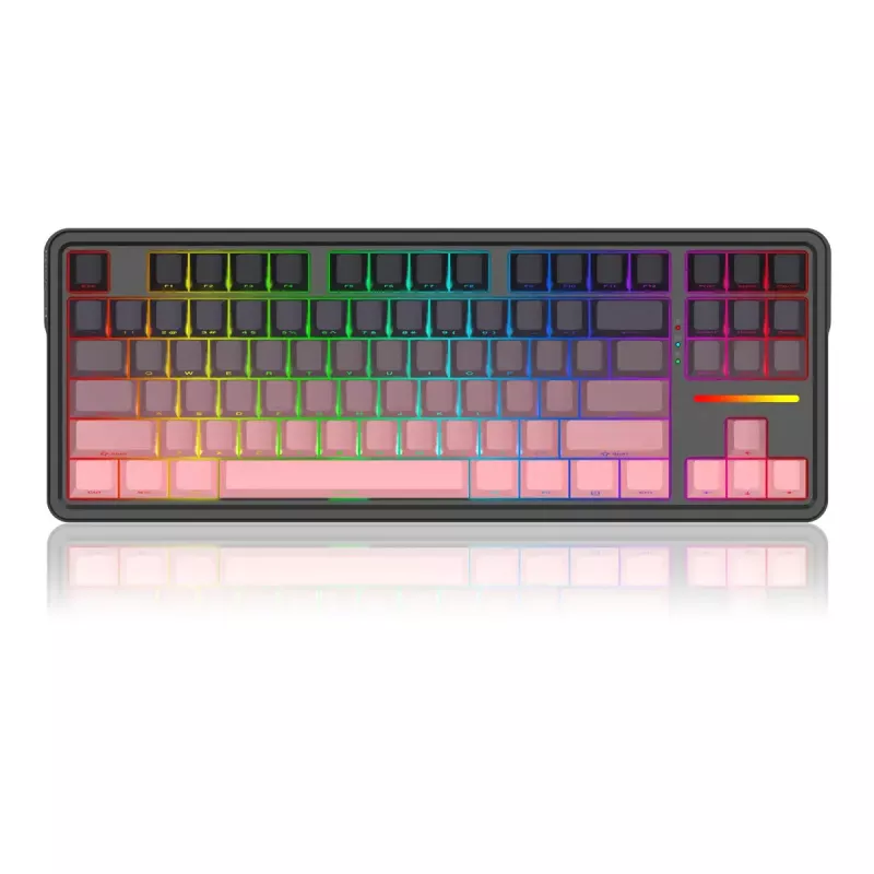 Teclado mecânico REDRAGON Antonium Pro K728SP-RGB-PRO — USB, RF Wireless, Bluetooth, preto/rosa