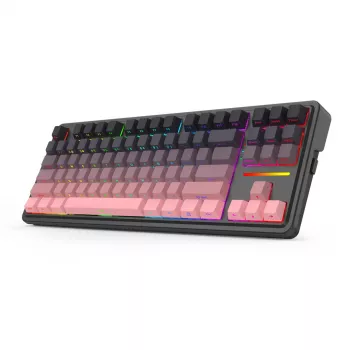 Teclado mecânico REDRAGON Antonium Pro K728SP-RGB-PRO — USB, RF Wireless, Bluetooth, preto/rosa