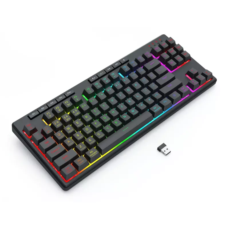 Teclado REDRAGON K516RGB-PRO SHIVA PRO 87 USB RF Wireless Bluetooth preto