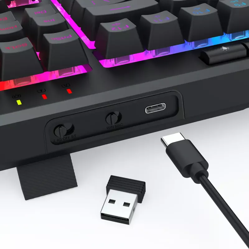 Teclado REDRAGON K516RGB-PRO SHIVA PRO 87 USB RF Wireless Bluetooth preto