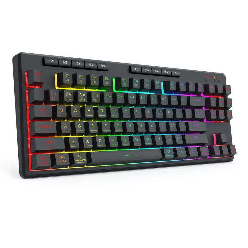Teclado REDRAGON K516RGB-PRO SHIVA PRO 87 USB RF Wireless Bluetooth preto