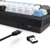 Teclado REDRAGON K732WLB-RGB-PRO URANUS PRO — 65 % mecânico, USB + RF Wireless + Bluetooth, QWERTY, layouts em inglês, cabo de 1,5 m, preto/branco