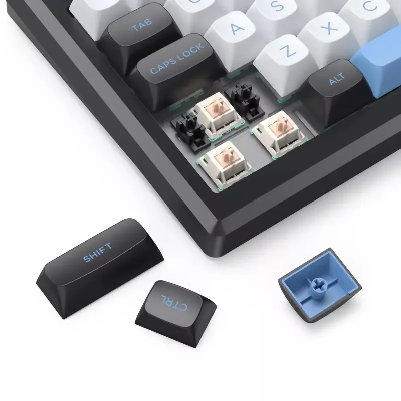 Teclado REDRAGON K732WLB-RGB-PRO URANUS PRO — 65 % mecânico, USB + RF Wireless + Bluetooth, QWERTY, layouts em inglês, cabo de 1,5 m, preto/branco