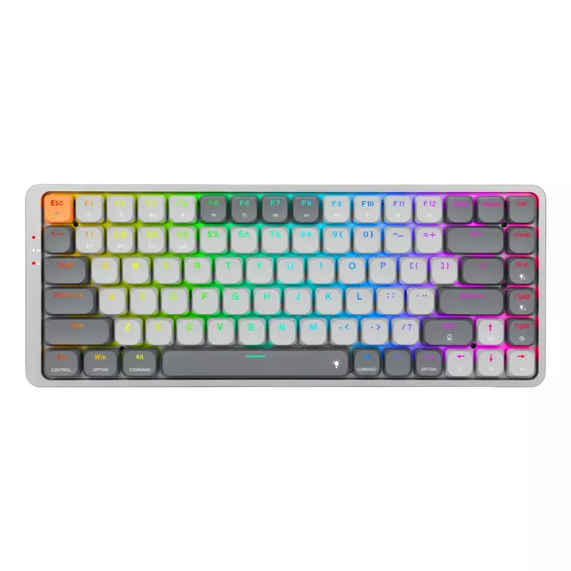 Teclado mecânico REDRAGON K652GG-RGB-PRO com fios sem fios Bluetooth cinzento