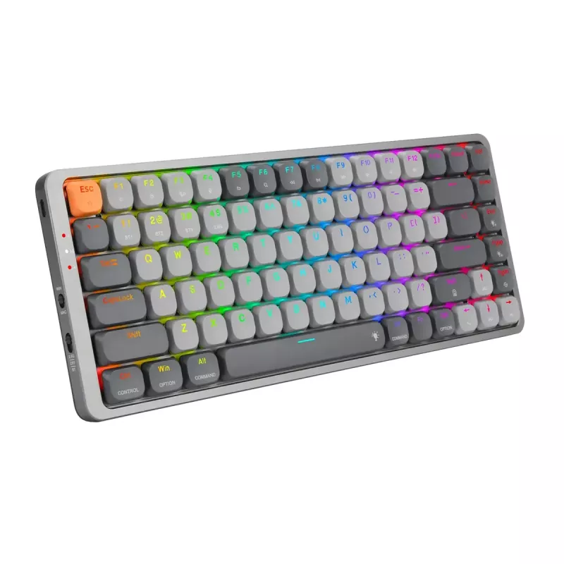 Teclado mecânico REDRAGON K652GG-RGB-PRO com fios sem fios Bluetooth cinzento