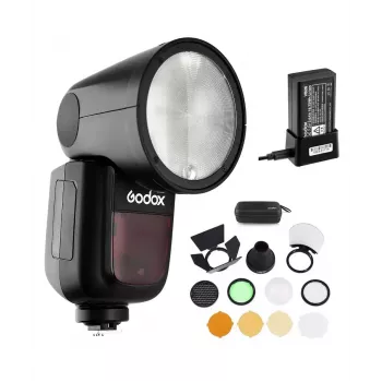 Flash compacto Godox V1-C preto 1,5 s de carregamento 420 g
