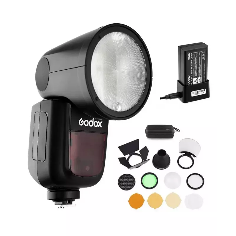 Flash compacto Godox V1-C preto 1,5 s de carregamento 420 g