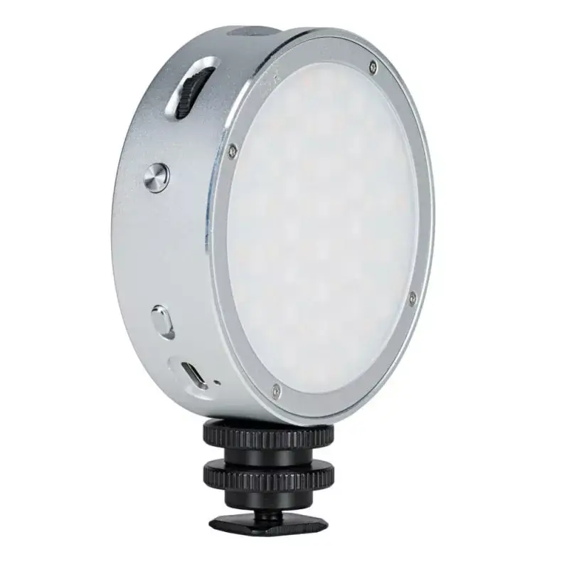 Luz RGB redonda Godox R1 5 W preto prateado a pilhas
