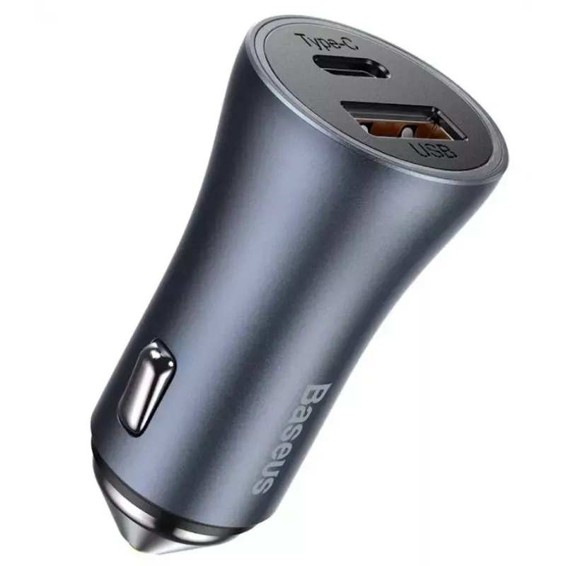 Carregador de automóvel Baseus TZCCJD-0G 40W cinzento-escuro — carregador USB para automóvel, saída de 40W
