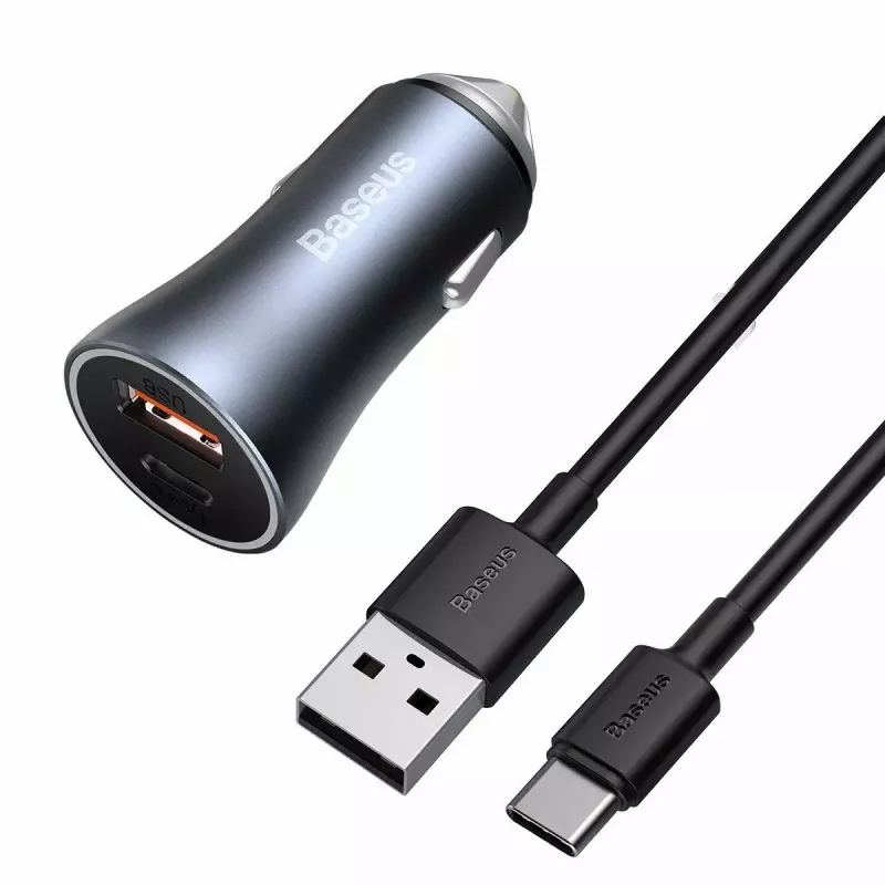 Carregador de automóvel Baseus TZCCJD-0G 40W cinzento-escuro — carregador USB para automóvel, saída de 40W