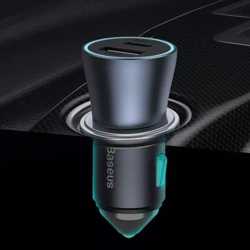 Carregador de automóvel Baseus TZCCJD-0G 40W cinzento-escuro — carregador USB para automóvel, saída de 40W