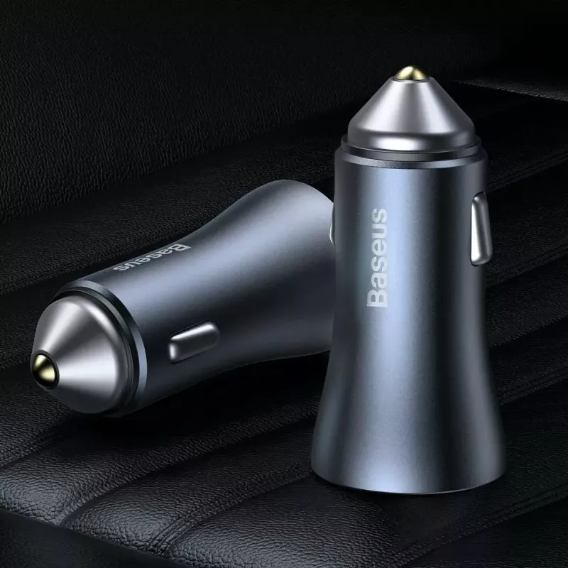 Carregador de automóvel Baseus TZCCJD-0G 40W cinzento-escuro — carregador USB para automóvel, saída de 40W