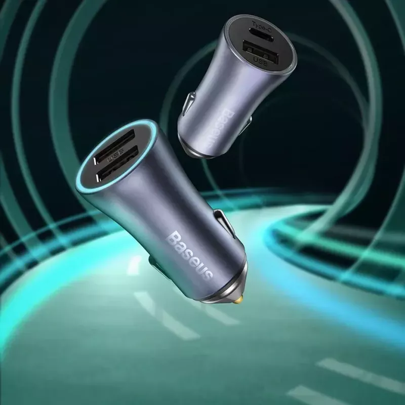 Carregador de automóvel Baseus TZCCJD-0G 40W cinzento-escuro — carregador USB para automóvel, saída de 40W