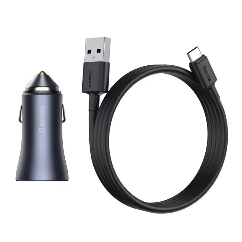 Carregador de automóvel Baseus TZCCJD-0G 40W cinzento-escuro — carregador USB para automóvel, saída de 40W
