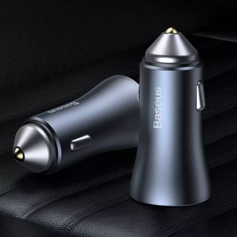 Carregador de automóvel Baseus TZCCJD-0G 40W cinzento-escuro — carregador USB para automóvel, saída de 40W