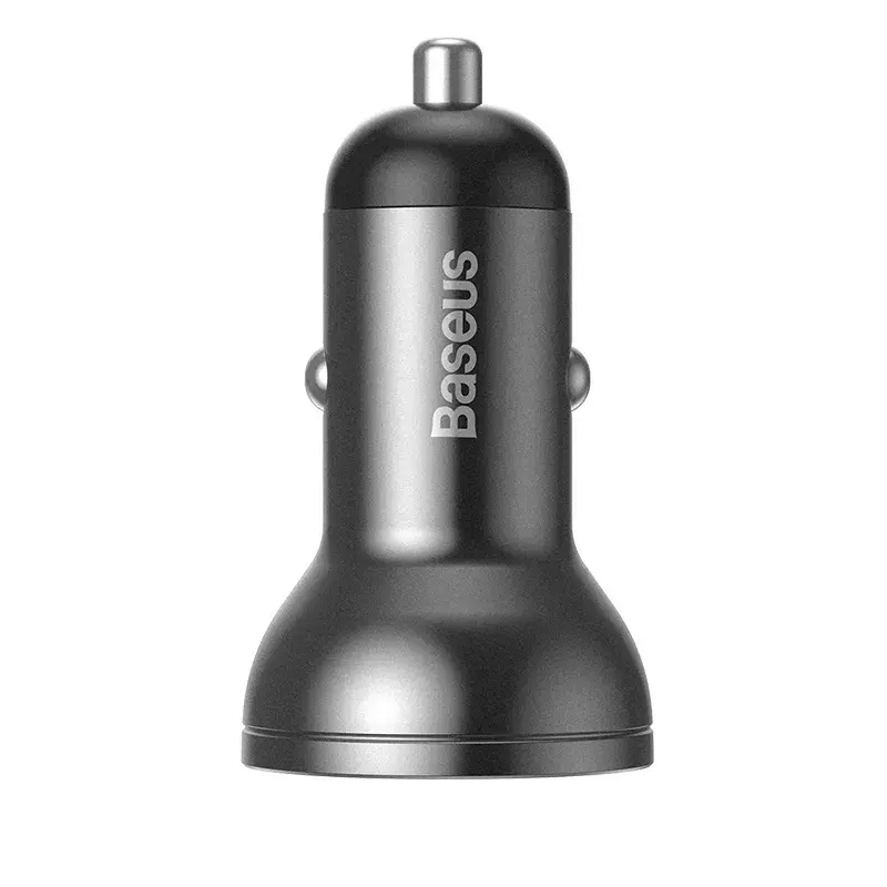 Carregador USB para automóvel Baseus AB2XUSBAKBK — 2× USB 2.0, 4,8 A, alimentação por isqueiro, preto/cinzento