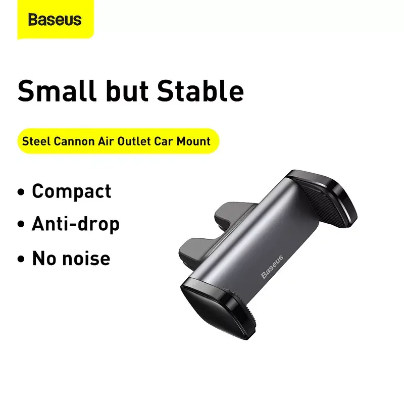 Suporte ativo Baseus Steel Cannon para telemóvel preto prateado