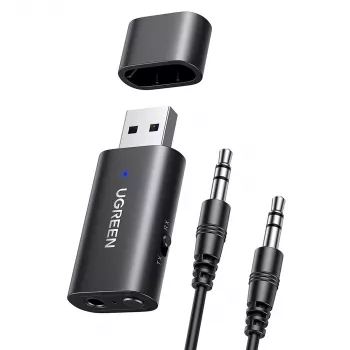 Adaptador de áudio Bluetooth UGREEN UGR1207BLK Bluetooth 5.1 com saída AUX de 3,5 mm