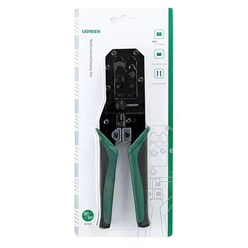 Alicate de cravar UGREEN NW136 para cabos Ethernet RJ45/UTP, preto/verde