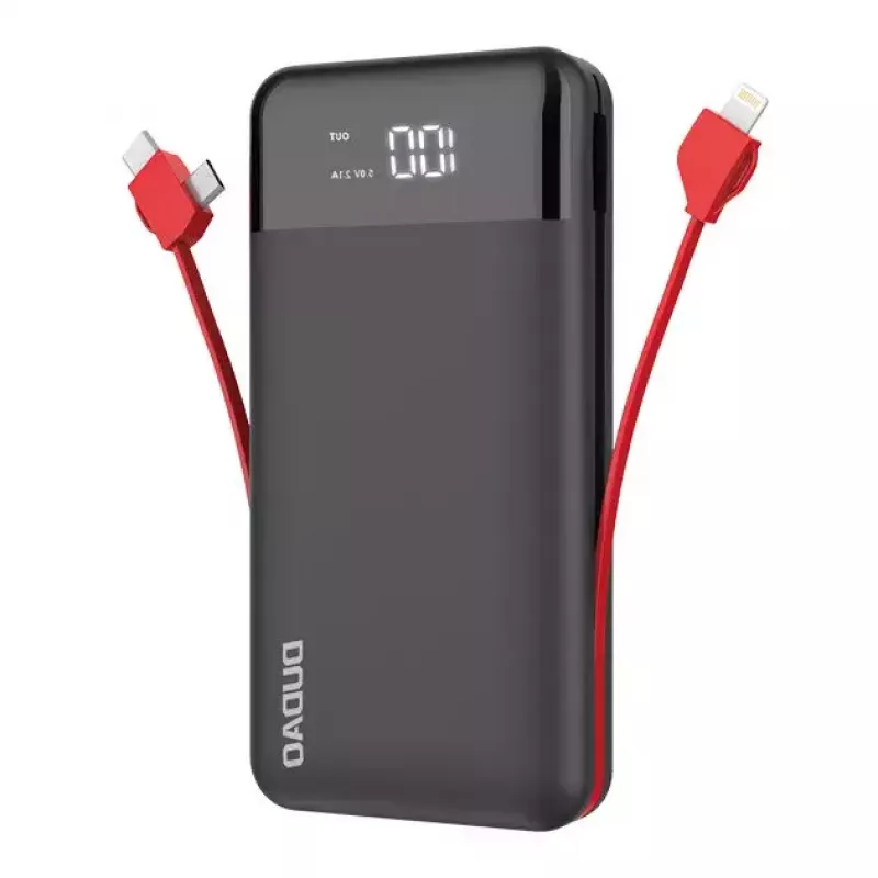 Powerbank Dudao K1Pro 20000 mAh 15 W com 4 cabos integrados, preto