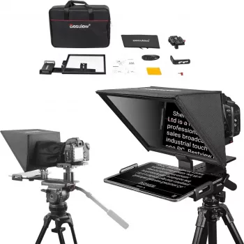 Teleprompter Desview T12 de 12 polegadas, teleprompter leve com altura ajustável