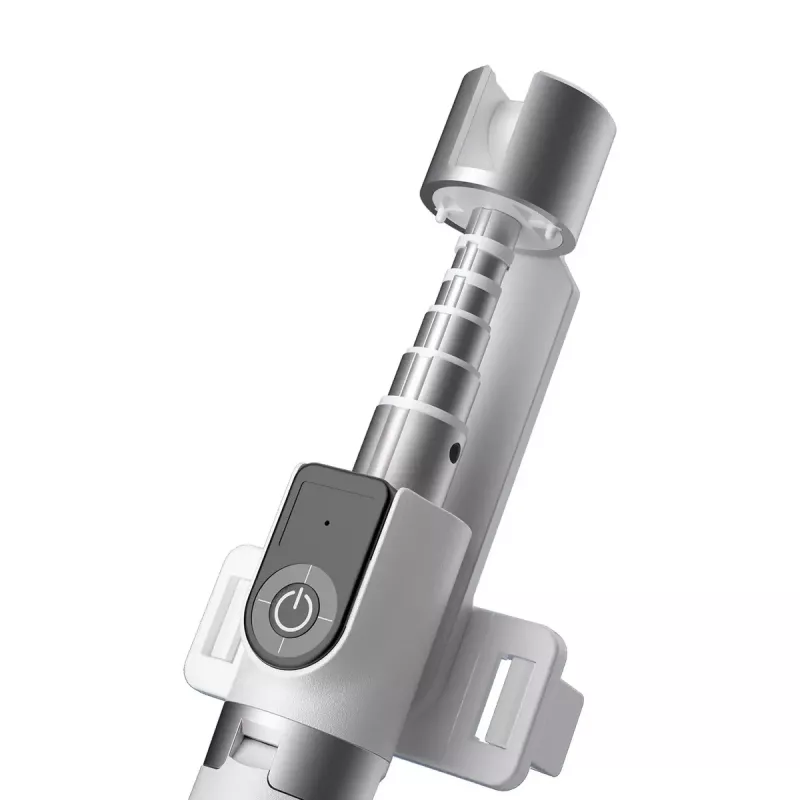 Pau de selfie Dudao F18 — suporte passivo para telemóvel, branco, ABS e alumínio