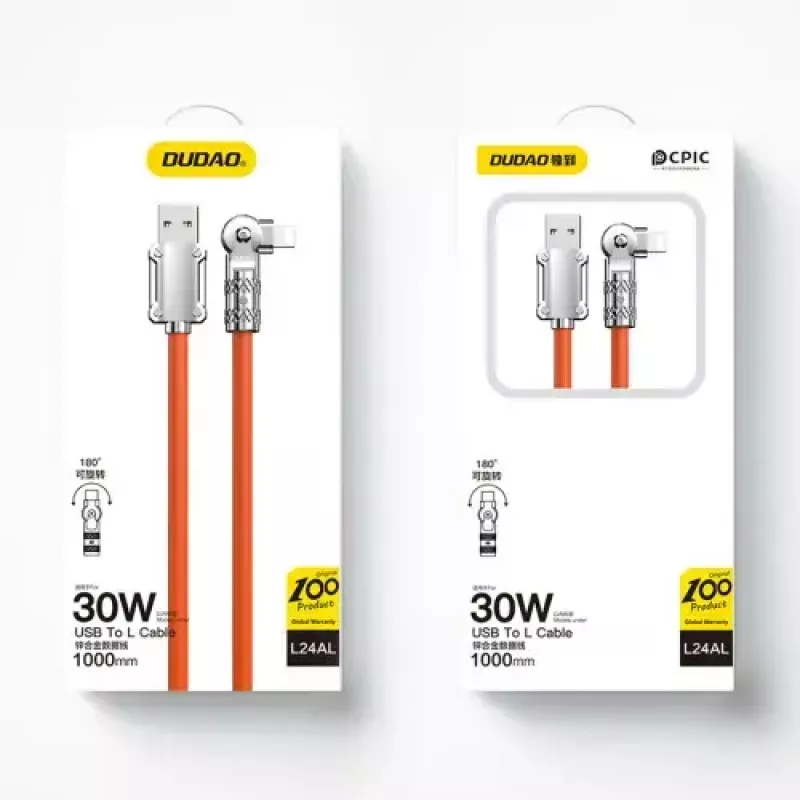 Cabo USB para Lightning Dudao L24AL — 1 m, USB-A para Lightning, laranja