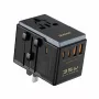 Adaptador de viagem Dudao A35Pro 35W com 3× USB-C e 2× USB-A, multificha EU/UK/AUS/US/JP – preto