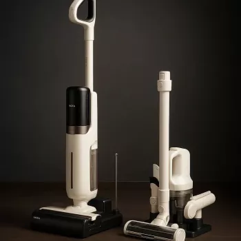 Aspirador vertical 2-em-1 Dreame MOVA Tech K30 MIX — sem fios, bateria, 18.000 Pa, 30 min. de autonomia, limpeza a seco e a húmido, sem saco, 2,6 Ah, preto/branco