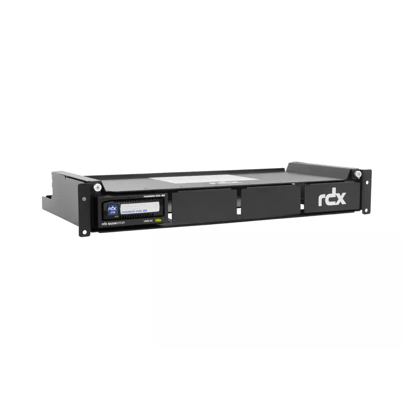 Overland-Tandberg QuadPAK de 1,5 U para montagem em rack para 1–4 unidades RDX externas, 19 polegadas, preto