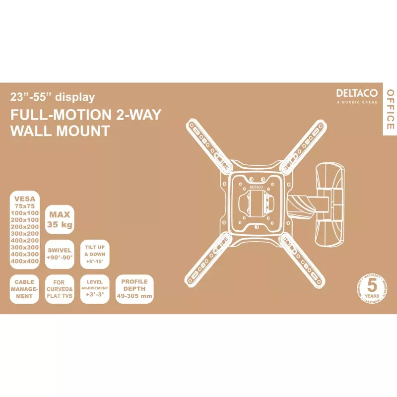 Suporte de TV Deltaco ARM-0256 139,7 cm (55 polegadas) preto