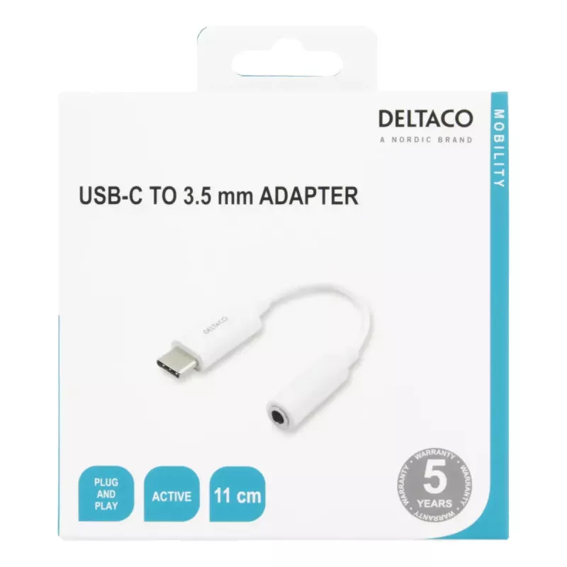 Cabo para telemóvel Deltaco USBC-1145 0,11 m branco