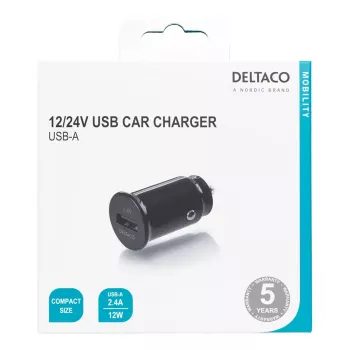 Carregador de automóvel Deltaco USB-CAR123 universal preto