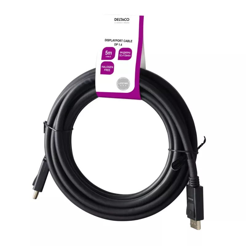 Cabo DisplayPort Deltaco DP8K-1050-LSZH 5 m preto
