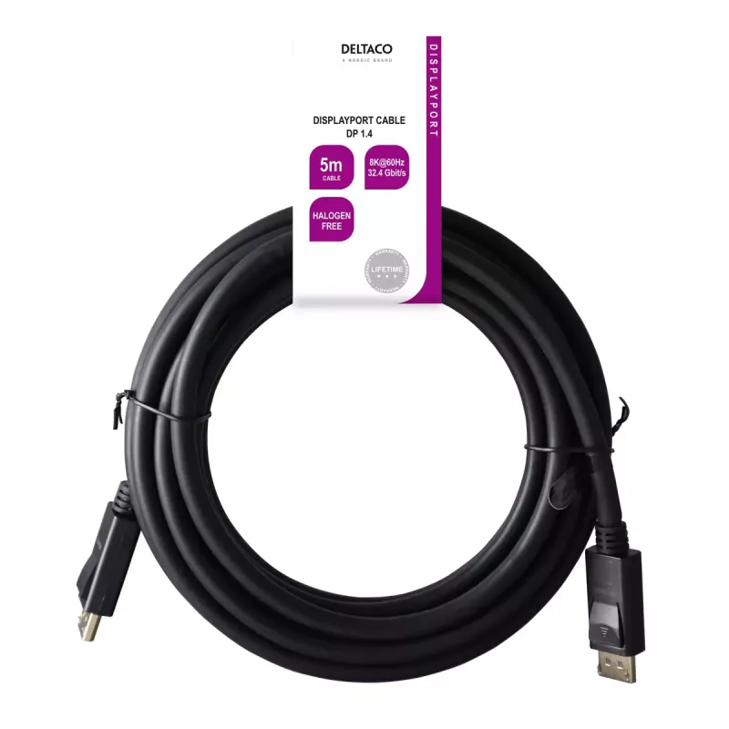 Cabo DisplayPort Deltaco DP8K-1050-LSZH 5 m preto