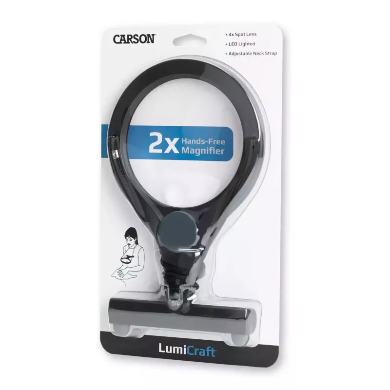 Lupa de mão Carson LumiCraft 2x, LED, a pilhas, preto, 135×23×226 mm