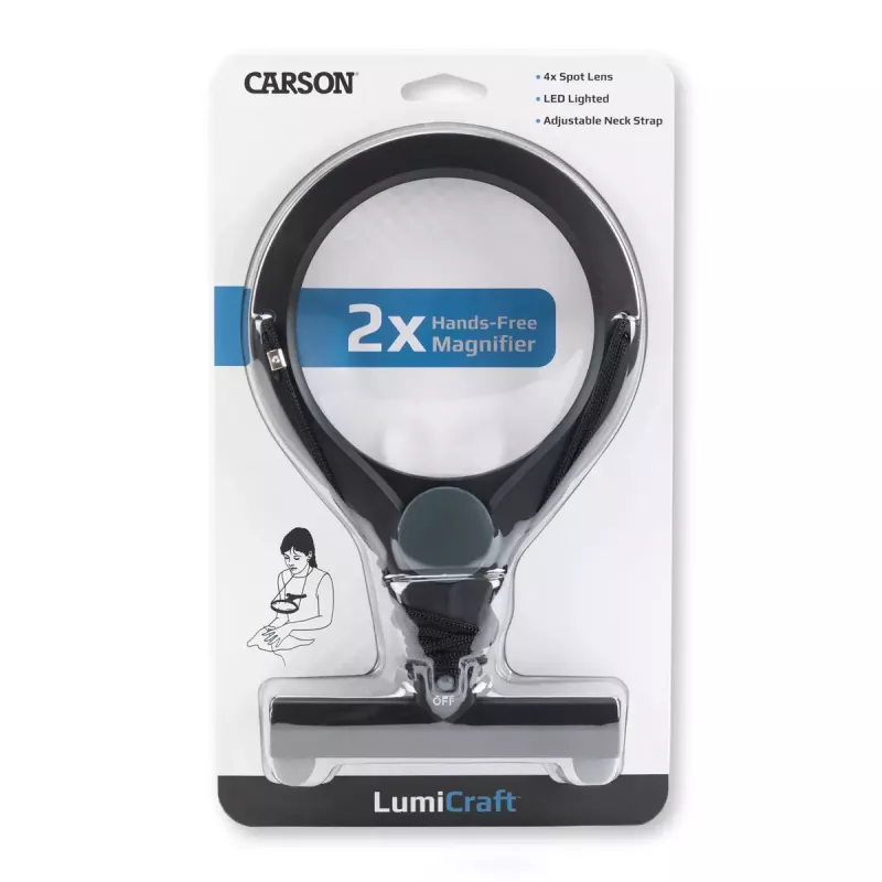 Lupa de mão Carson LumiCraft 2x, LED, a pilhas, preto, 135×23×226 mm