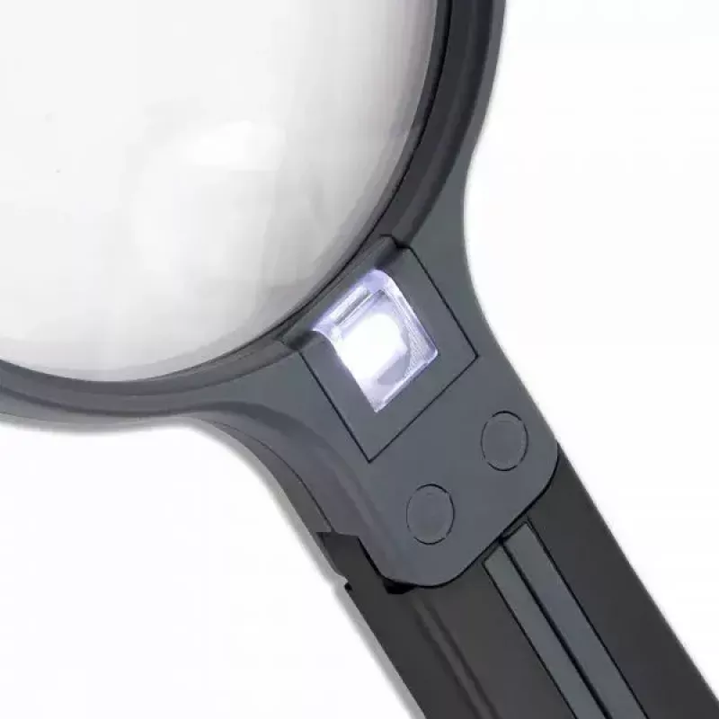 Lupa Carson Split Handle HF-11 — lupa de mão 3,5×, preto/transparente, pilha AAA