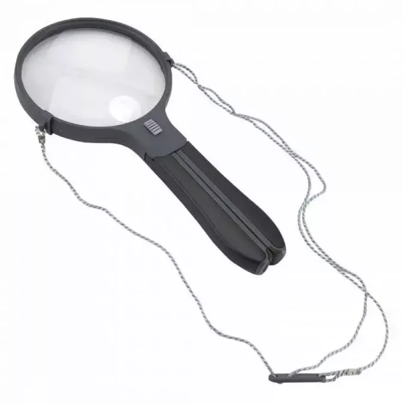 Lupa Carson Split Handle HF-11 — lupa de mão 3,5×, preto/transparente, pilha AAA