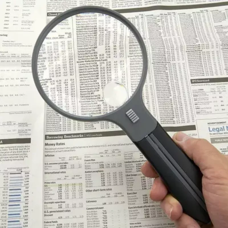 Lupa Carson Split Handle HF-11 — lupa de mão 3,5×, preto/transparente, pilha AAA