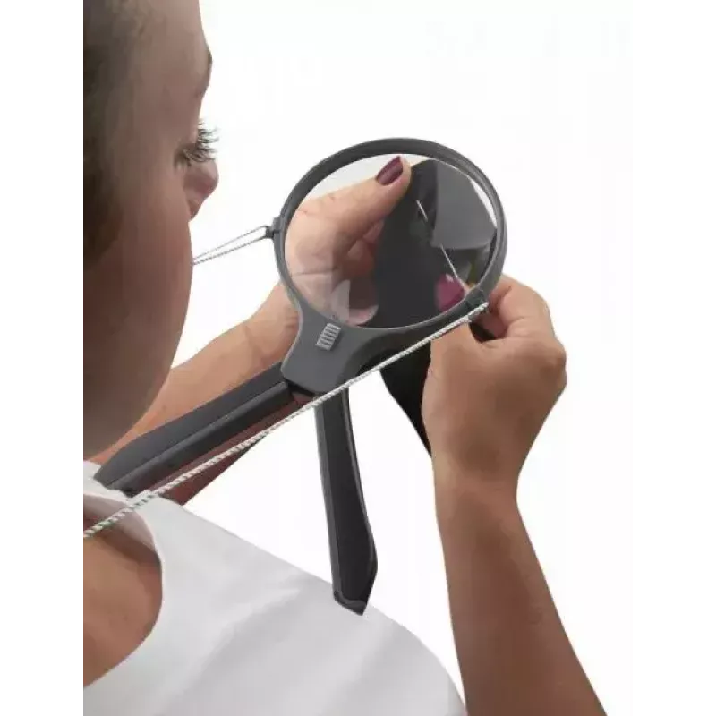 Lupa Carson Split Handle HF-11 — lupa de mão 3,5×, preto/transparente, pilha AAA