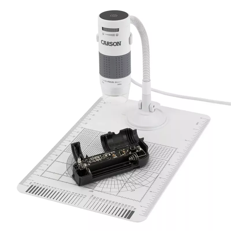 Microscópio digital Carson EFLEX 300x, ampliação 75–300×, câmara 1600×1200, cinzento/branco