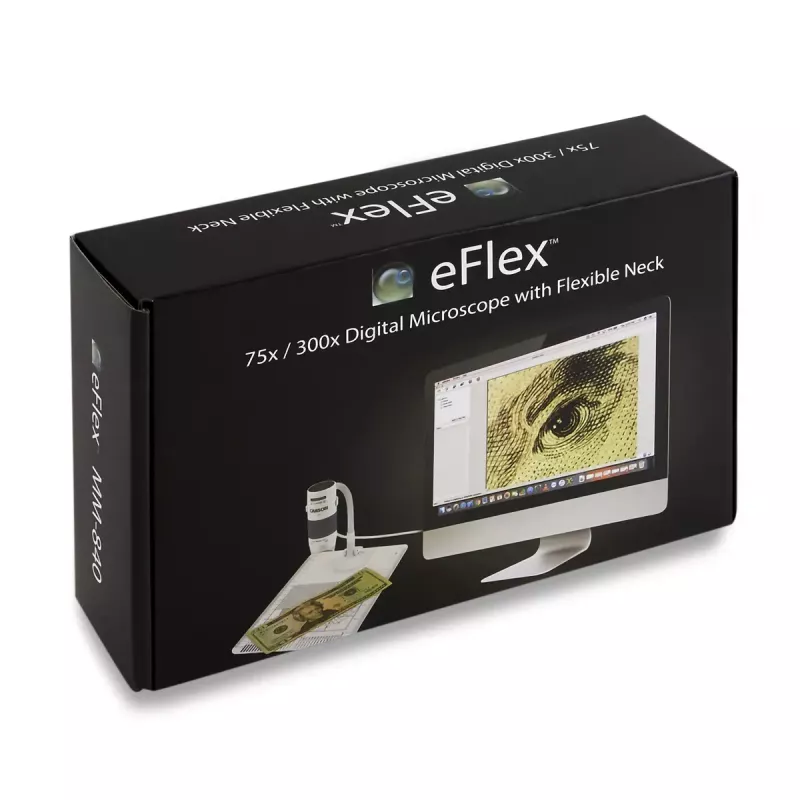 Microscópio digital Carson EFLEX 300x, ampliação 75–300×, câmara 1600×1200, cinzento/branco