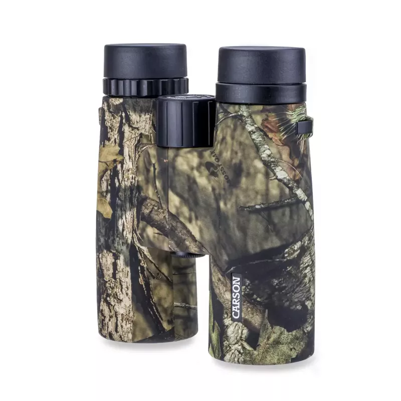 Binóculos Carson JR 10x42 BAK-4 telhado, design compacto camuflado, 127×50,8×160 mm