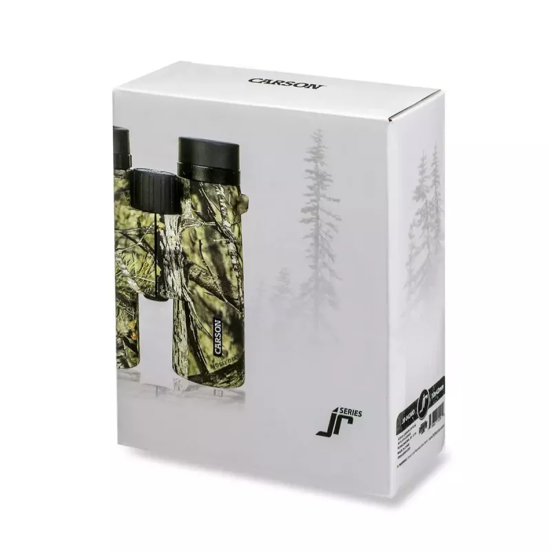 Binóculos Carson JR 10x42 BAK-4 telhado, design compacto camuflado, 127×50,8×160 mm
