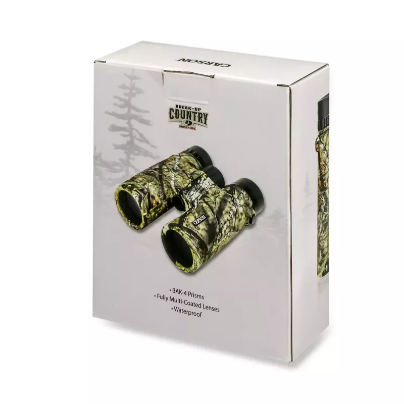 Binóculos Carson JR 10x42 BAK-4 telhado, design compacto camuflado, 127×50,8×160 mm